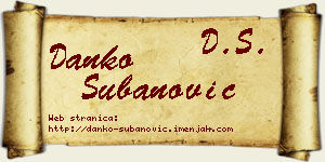 Danko Subanović vizit kartica